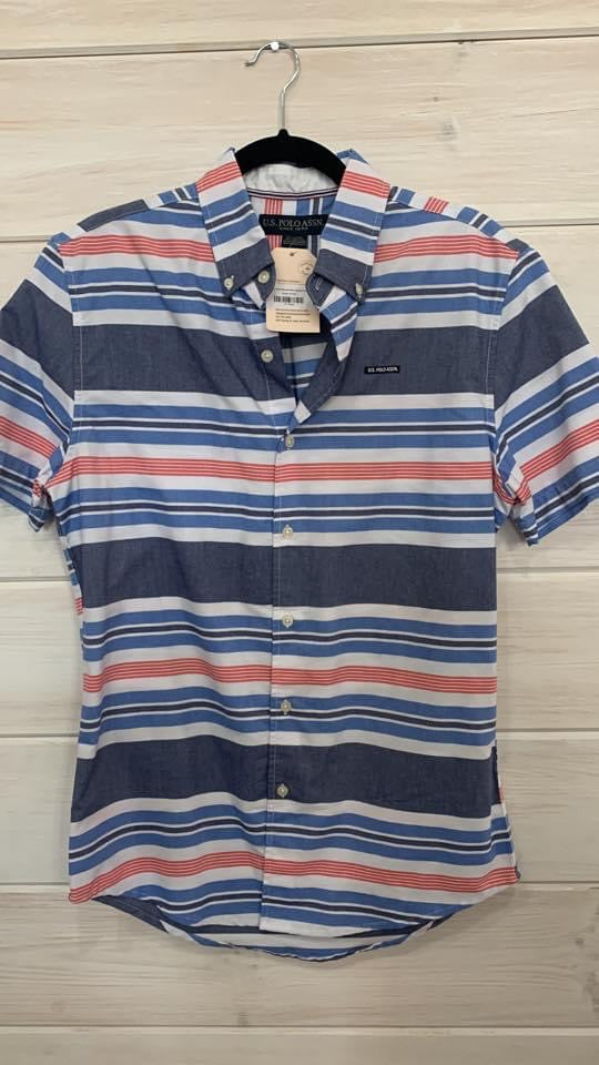 U.S. Polo Red and Blue Striped Polo