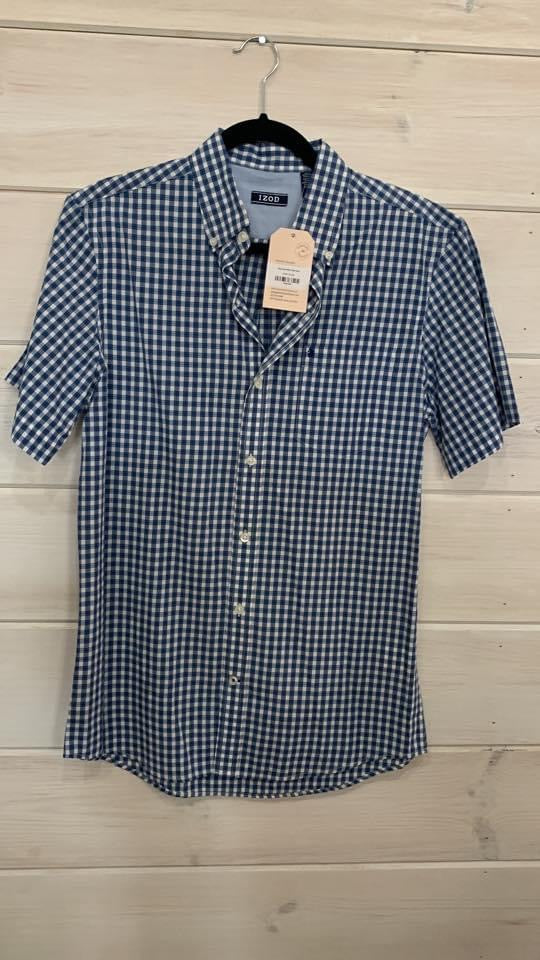 Blue and white plaid shirt IZOD