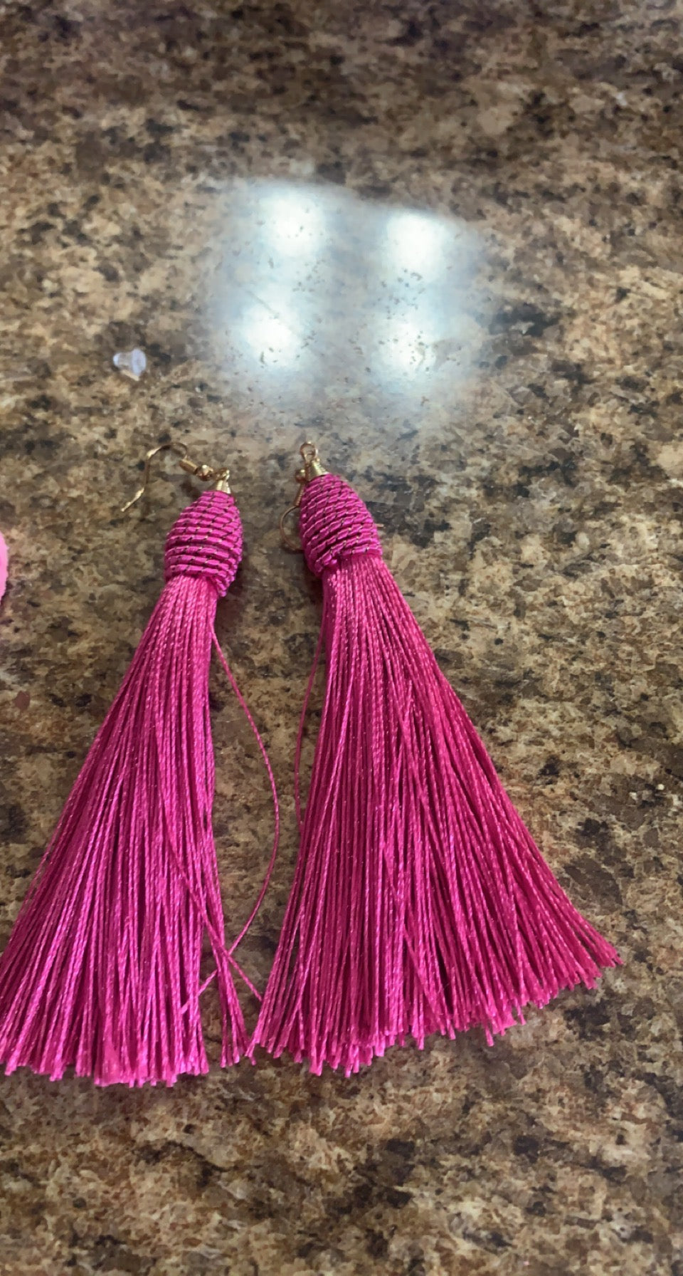 hot pink tassel earrings