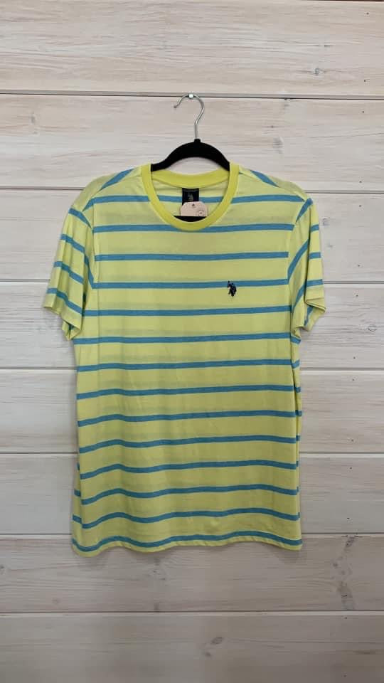 Yellow and blue striped tshirt